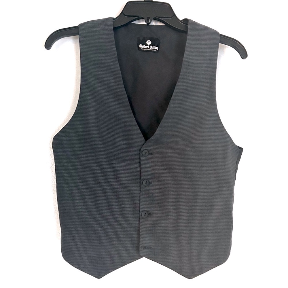 Boys Grey Black Suit Vest Single Breasted Button V Neck Formal Fancy Wedding L